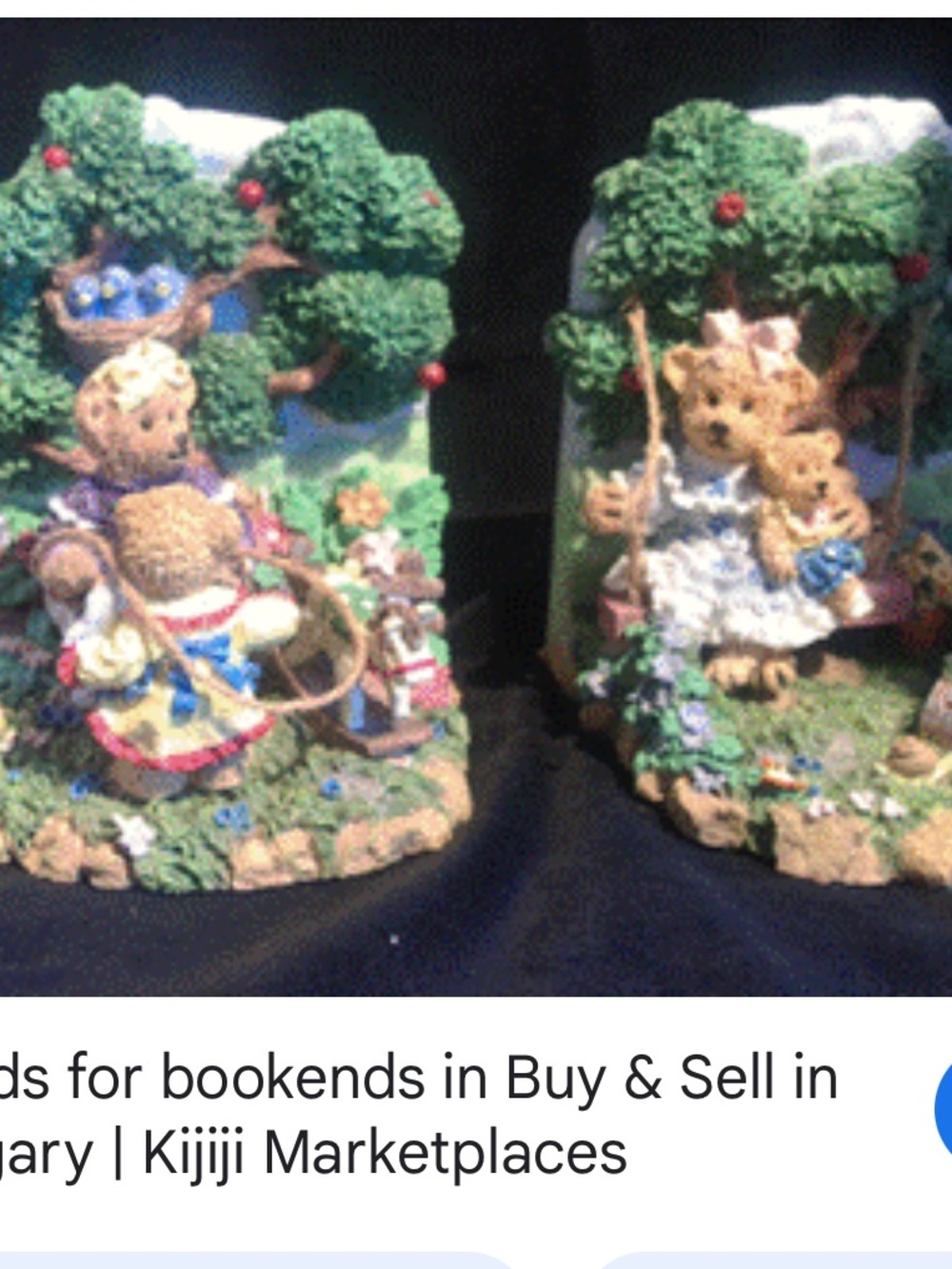 Cherished Teddies Floral Bear Bookends in Green, Blue, Red and Cream